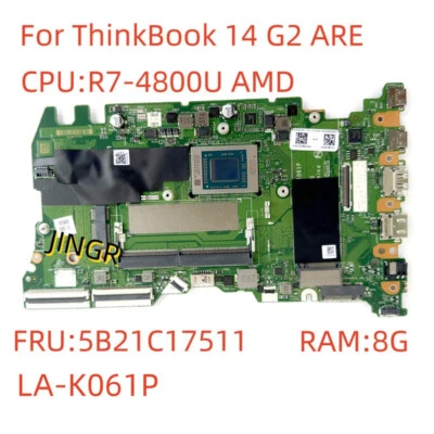 For Lenovo ThinkBook 14 G2 ARE  R7-4800U 8G Motherboard  LA-K061P FRU 5B21C17511 - Image 1 of 4