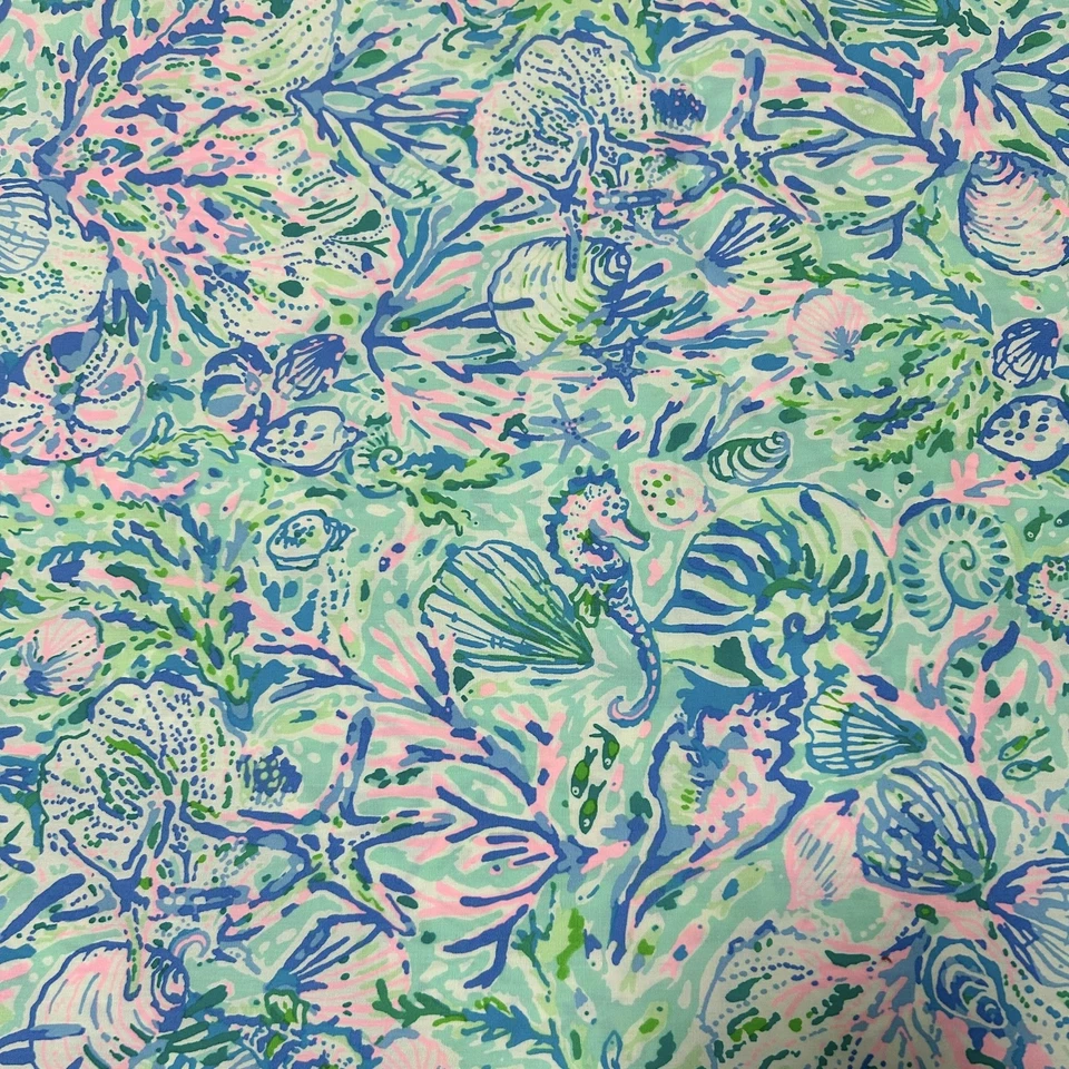 Tela de popelina de algodón Lilly Pulitzer Surf Blue Soleil It On Me 36" X 57" Foto 1 de 4