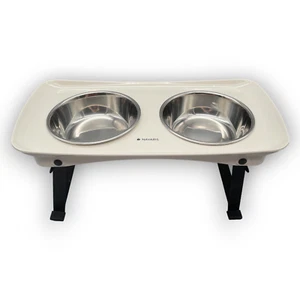 Hundenapf Futternapf Katzennapf faltbar 2er Set Futterstation Melamin Edelstahl - Bild 1 von 14