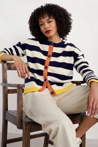 Seasalt Women's - natural Pinwell Striped Cardigan Made With Lambswool - Regular - Picture 1 of 6