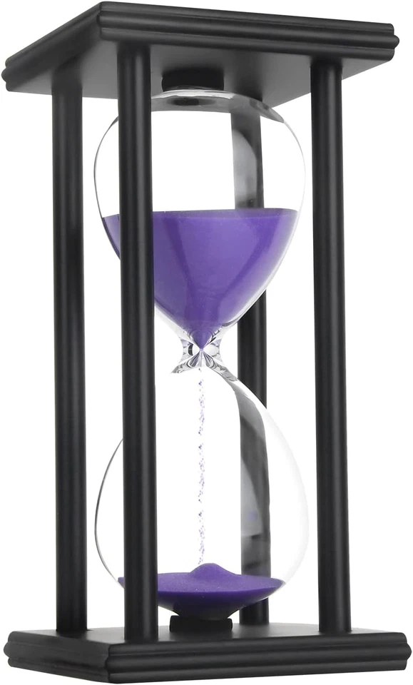 Temporizador de arena con reloj de arena, temporizador de vidrio de arena de madera negra de 30/45/60 minutos para el hogar, escritorio Foto 1 de 1