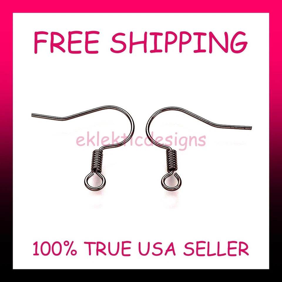 Pendientes Gancho Bobina Alambre Oreja Francesa LATÓN Negro Gunmetal 18mm 10 piezas ENVÍO GRATUITO Foto 1 de 4