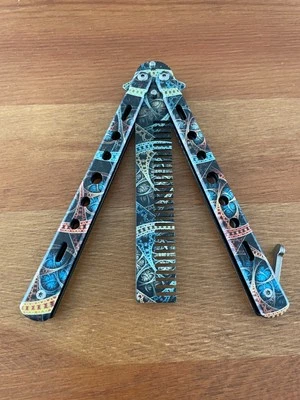 Entrenador estilo peine de acero de 3,9" mango opaco impreso en 3D y hoja diseño de engranaje de reloj Foto 1 de 4