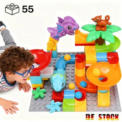 Murmelbahn Bausteine Dinosaurier Spielzeuge Kinder STEM Spielzeug Dino Kugelbahn - Bild 1 von 4