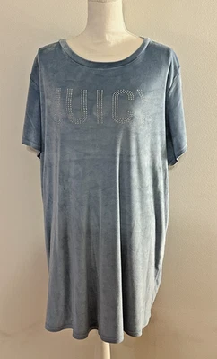 Pijama vestido camiseta azul - 2X - Juicy Couture - Veludo, tachas de prata - Imagem 1 de 4