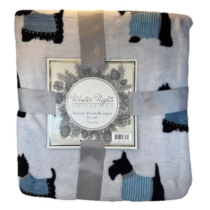 SCOTTIE DOGS Scottish Terriers Dog Velvet Plush Blanket TWIN Sz 66 x 90" NEW NWT - Picture 1 of 11