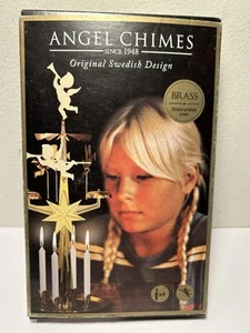 Carillones de ángel de Navidad de diseño sueco originales enchapados en latón nuevos con velas - Imagen 1 de 3