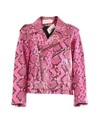 Marques Almeida Bikerjacke Mit Python-Effekt Aus Rosa Leder Weiblich Rosa S - Bild 1 von 4