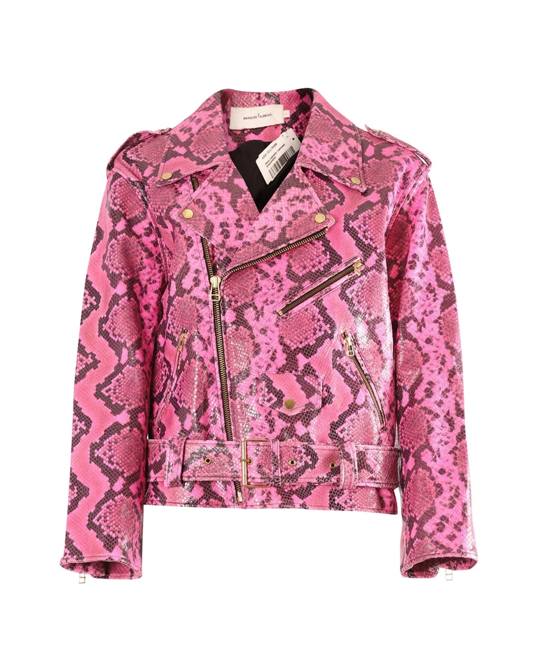 Marques Almeida Bikerjacke Mit Python-Effekt Aus Rosa Leder Weiblich Rosa S - Bild 1 von 4