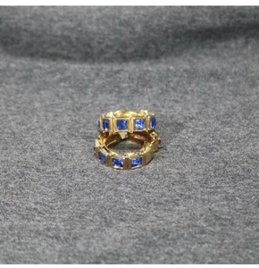Vintage Swarovski Creolen vergoldet blau Kristall Clip On - Bild 1 von 6