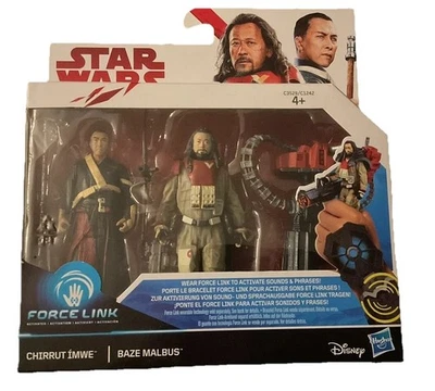 STAR WARS Forcelink Chirrut Imwe and Baze Malbus Action Figures With Staff & Gun - Image 1 of 4