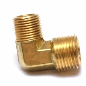 1/2 to 3/8" Male NPT Brass Reducer Elbow Fitting, Fuel, Air, Water, FASPARTS - Picture 1 of 6