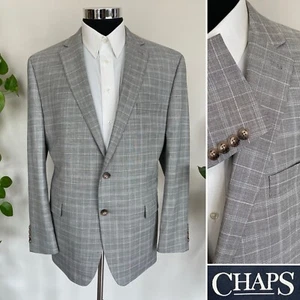 Chaps Ralph Lauren Two Button Plaid Blazer Poly Blend Sport Coat Jacket Size 46R - Picture 1 of 10