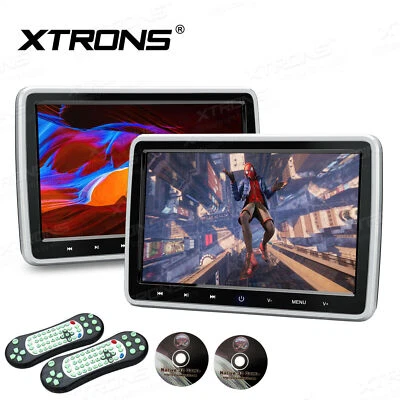 1Pair 10.1" TFT Screen Car Headrest Monitors DVD Player HDMI/USB Game 1024*600 - Image 1 of 4