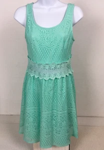 Xhilaration Dress Women Size M Mint Green Lace Lined V neck Sleeveless Zipper - Picture 1 of 12