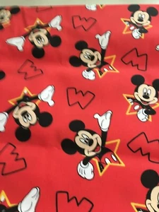 Disney Mickey Mouse Red Poplin Fabric Cut 1 1/4 Yards X 45" - Picture 1 of 2