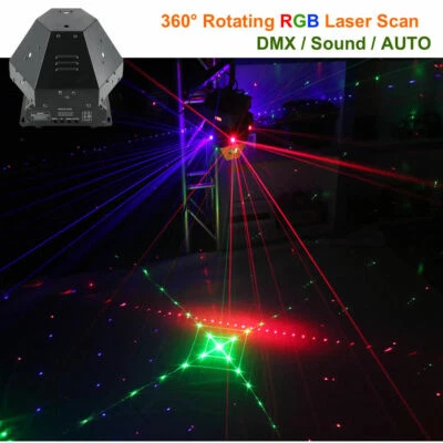 360 Degree Rotate RGB Laser Move Gobo Beam Party DJ Show DMX Stage Lighting Yc.T - Image 1 of 4