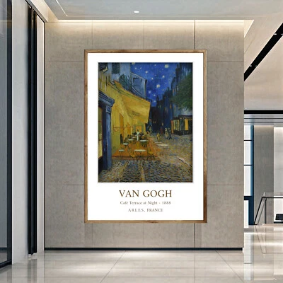 Café Terrace at Night by Van Gogh 01 Exhibition Wall Reproduction Poster Canvas - Image 1 of 3