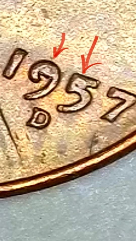 1957-D Lincoln Wheat Cent | US Mint Errors | Die Chips on 9 and 5 ! Cover