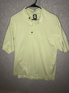 FOOTJOY FJ Golf Polo Shirt Performance Green Striped Mens Large - Picture 1 of 3