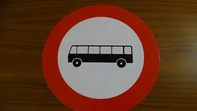 ANCIEN PANNEAU NEUF SIGNALISATION AUTOBUS CAR TRANSPORT INTERDIT  NO EMAILLE - Photo 1/2