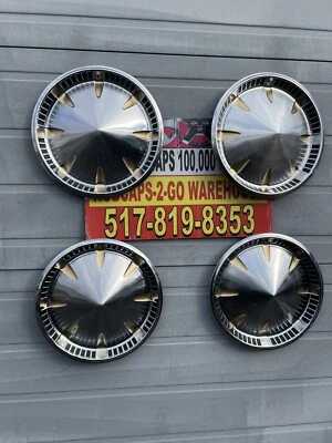 1959 Plymouth Rat Rod Bullitt mopar Hubcaps Rare Gold Oem Custom 14” Set 4 nice! - Image 1 of 4