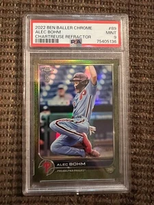 2022 Topps Chrome Ben Baller Alec Bohm #89 Chartreuse Refractor /15 PSA 9 Pop 1 - Picture 1 of 3