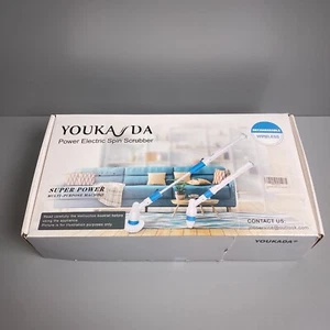 Youkada Electric Spin Scrubber Brush w/ 3 Attachment Brushes & Extension - White - Picture 1 of 7