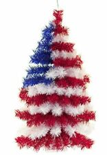 3FT 4TH of July Hanging Wall Christmas Tree Classic Tinsel Half Wall Decor 36''