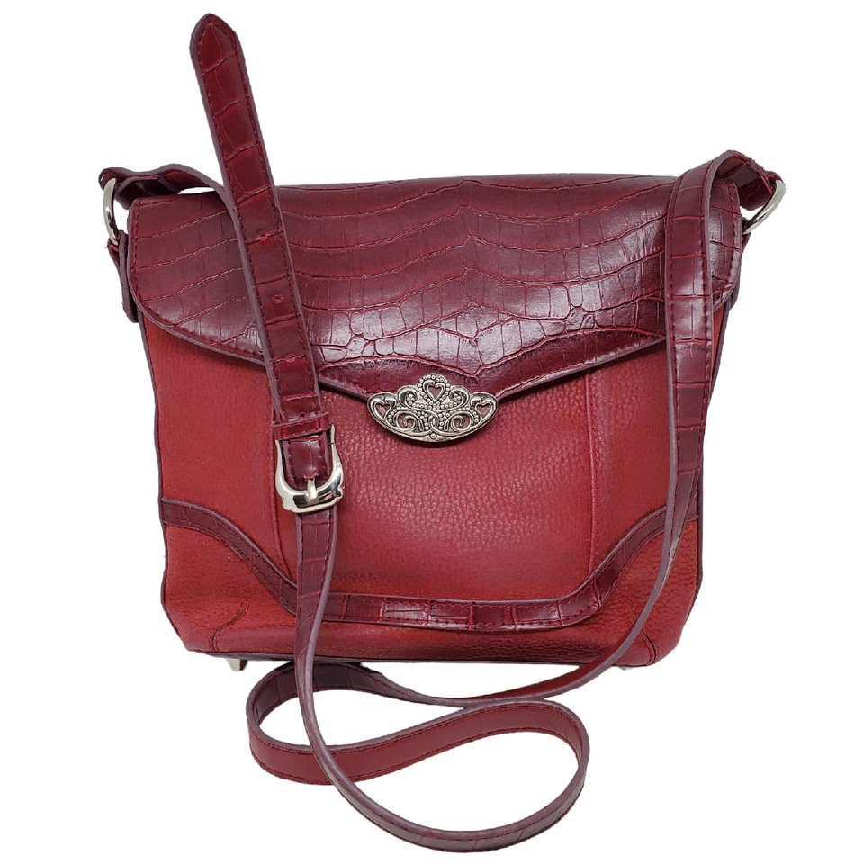 Coldwater Creek Womens Bag Purse Red Croc Emboss Faux Leather Magnetic Snap Stud - Image 1 of 4