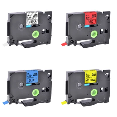 4x Compatible para Brother TZ TZe 121-621 9 mm Cinta de Etiqueta Transparente/Rojo/Azul/Amarillo Foto 1 de 4