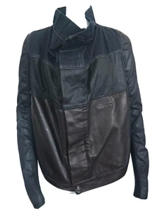 $2645 🆕️Authentic RICK OWENS DRKSHDW "EXPLODER SLICED" Denim & Leather Jacket L - Picture 1 of 10