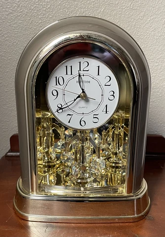 Rhythm Two Tone Gold Mantel Clock with Swarovski Crystals 4SG696WR18 Cover