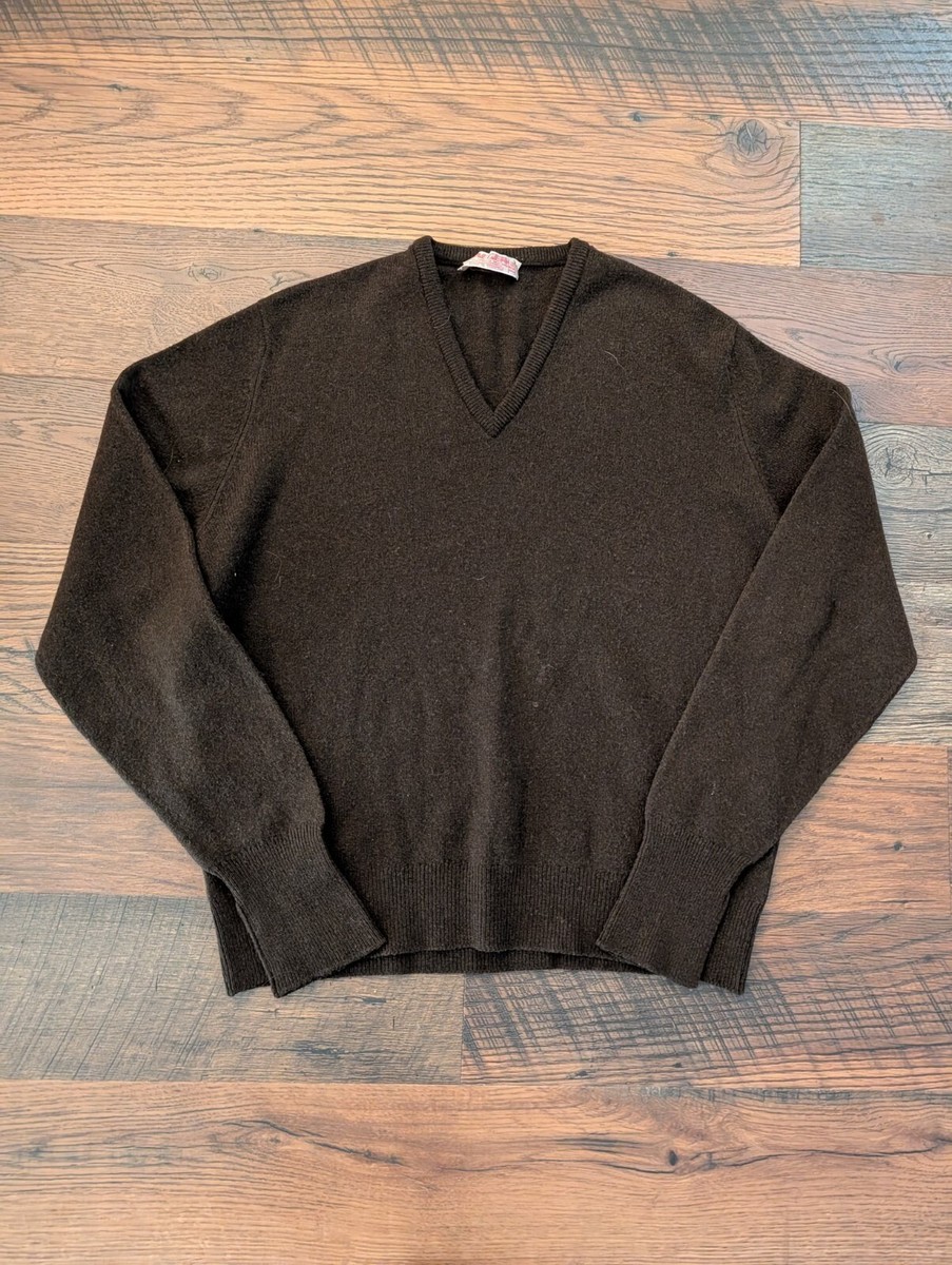 【ヴィンテージ】【JAEGER / イェーガー】 ウール / Vネック セーター 古着 60s Greatbritain製 JAEGER Vネック リブ編み ヘビー