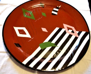 Signed Geometric Obstract Large  Serving Platter Tray * 17.5" Round - Picture 1 of 9