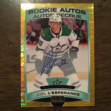 2019-20 O-Pee-Chee Platinum Rookie Autos Seismic Gold #R-JE Joel L’Esperance /25