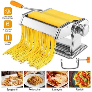Stainless Steel Fresh Pasta Maker Roller Machine for Spaghetti Noodle Fettuccine - Picture 1 of 13