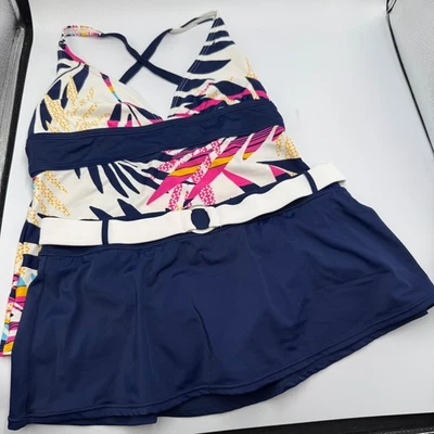 Nike Natación Tankini Falda Traje de Baño Estampado Tropical Entrecruzado Espalda Talla 10 Niñas Foto 1 de 4
