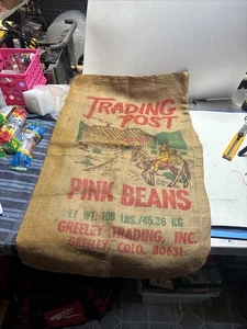 Vintage hervorragender Zustand Sackleinen Handelsposten rosa Bohnen, Greenlee Colorado - Bild 1 von 8