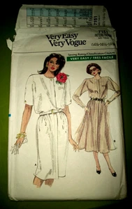 Vintage Damen Vogue Muster 7151 gerade ausgestelltes Kleid UNGESCHNITTEN HALB Größe 14 16 18 - Bild 1 von 3