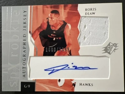 2002-03 SPx - дебютант с автографом Джерси Борис Диау #168 /1999 (RC, MEM, AU) - Изображение 1 из 2