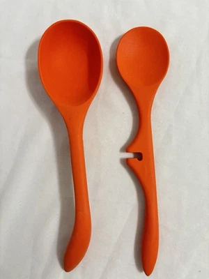Cuchara/cuchara perezosa de silicona naranja Rachael Ray con muescas cucharas de cocina utensilios Foto 1 de 3
