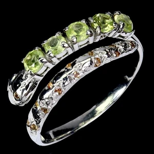 925 Sterling Silver Ring Round Peridot 3mm Sapphire Gemstone Jewelry Size 7 - Picture 1 of 14