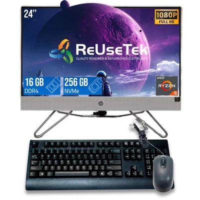 PC HP 24-CB1256 24" FHD Todo en Uno AMD Ryzen 5 5625U 16GB RAM 256GB NVMe Win 11P Foto 1 de 4