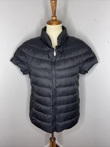 Martha Stewart schwarze gesteppte Daunen gefütterte Weste Flügelärmel Reißverschluss Damen Small - Bild 1 von 9