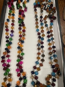 Vintage Louis Dell'Olio signierte Couture Runway Glasperlen Halskette 2 Stck. Lot 70 Zoll - Bild 1 von 11