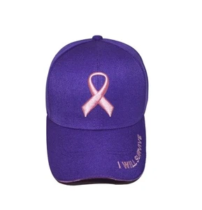 Pink Ribbon Breast Cancer Awareness Hats for Women, Cancer Baseball Cap (Purple) - Picture 1 of 5