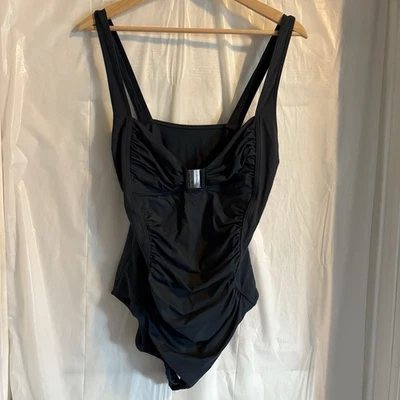 Traje de baño Calvin Klein azul gris talla 14 cobertura abdomen minimalista favorecedor natación Foto 1 de 4