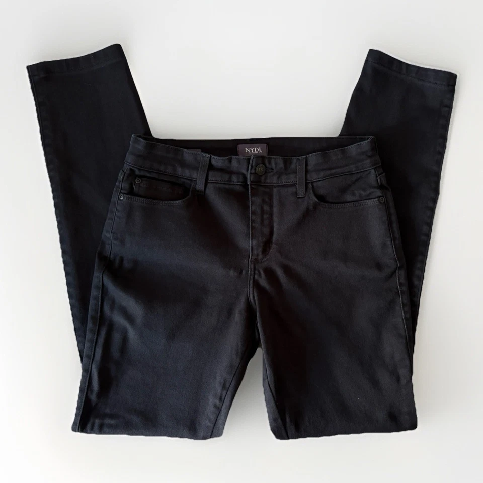Pantalones de mezclilla para mujer NYDJ ALINA LEGGING negros 8 largos de elevación hechos en EE. UU. Foto 1 de 4