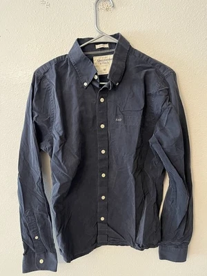Abercrombie & Fitch Mens Navy Blue Button Up Shirt Long Sleeve Muscle Fit Medium - Image 1 of 4